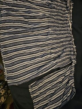 Paper Crane Off Shoulder Smocked Striped Boho Top LG Fairycore Whimsygoth Blouse
